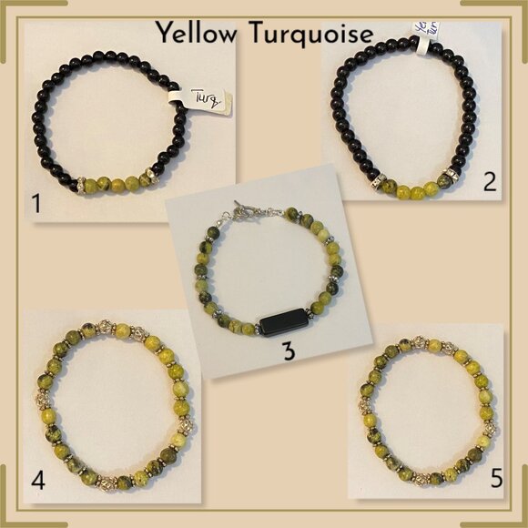 Yellow Turquoise crystal bracelets (5) NEW - Picture 1 of 6
